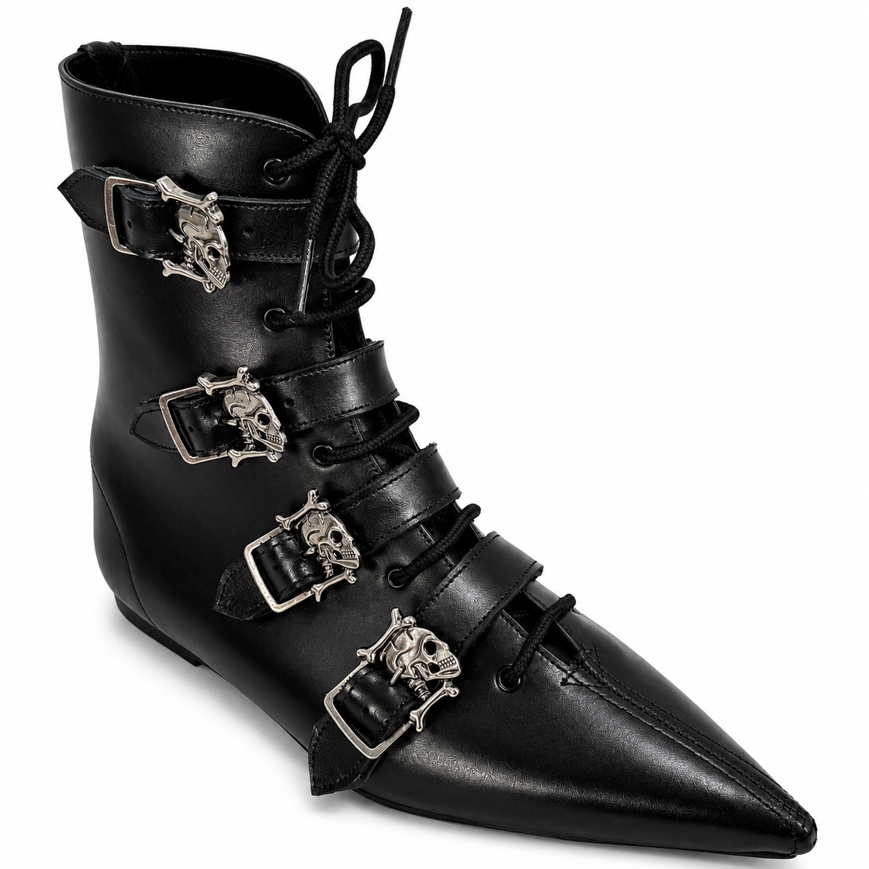 Albie - 4 Skull Buckle Lace Up Pike