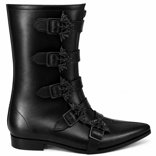 Gabrielle - 5 Bat Buckle Winklepicker (Black Edition)