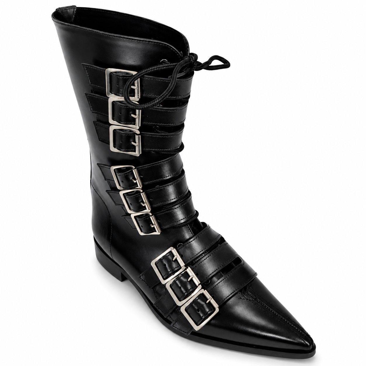 Louie - 9 Buckle Lace Up Winklepicker