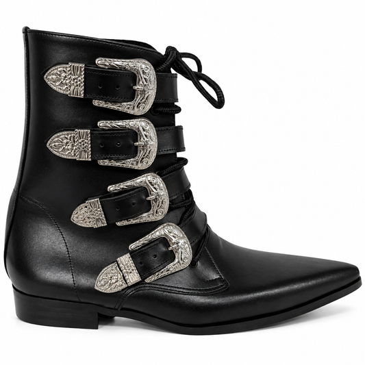 Benjamin - 4 Cowboy Buckle Lace Up Winklepicker